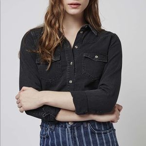 Fitted Black Denim Shirt